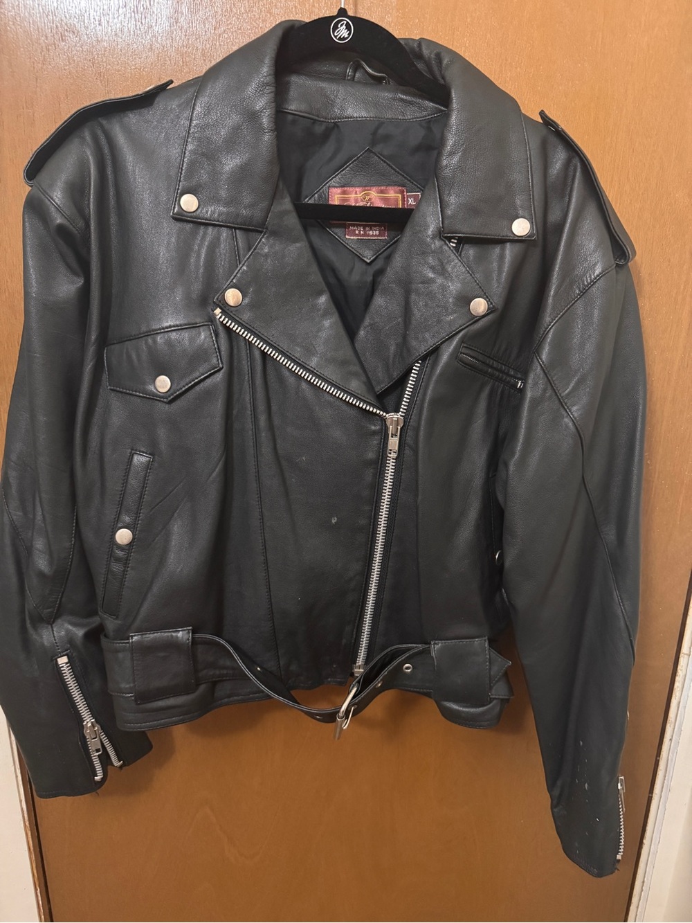 Worthington Vintage 1980’s Black Leather Moto Jacket with Silver Hardware
